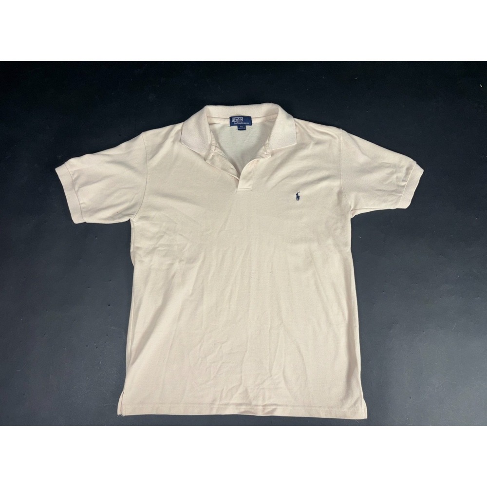 Polo Ralph Lauren Polo Shirt Men 2XL Beige Knit Cotton Pony Logo Short Sleeve